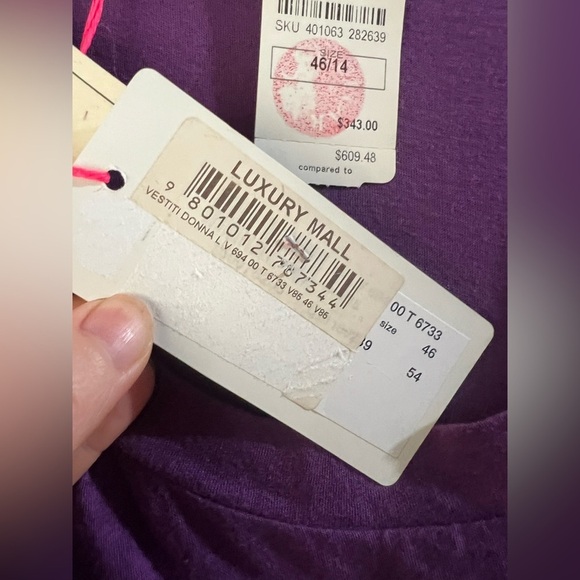 NWT See By Chloe Purple Mixed Media Pleated Dress US 10 - Picture 10 of 12